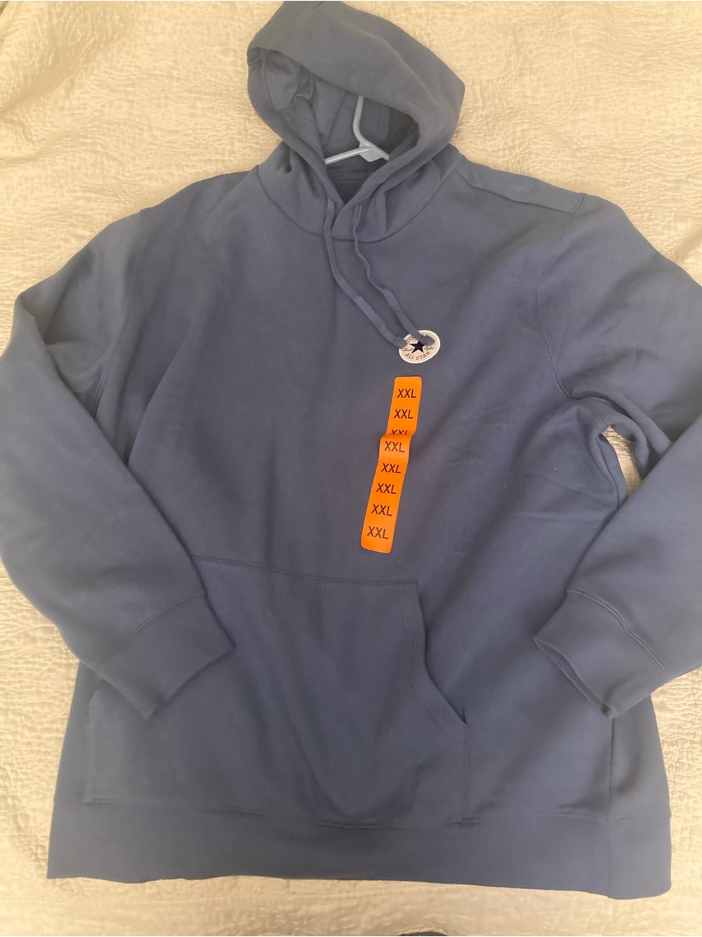 New Converse Men's Hoodie in Medium Navy Blue with Logo Patch